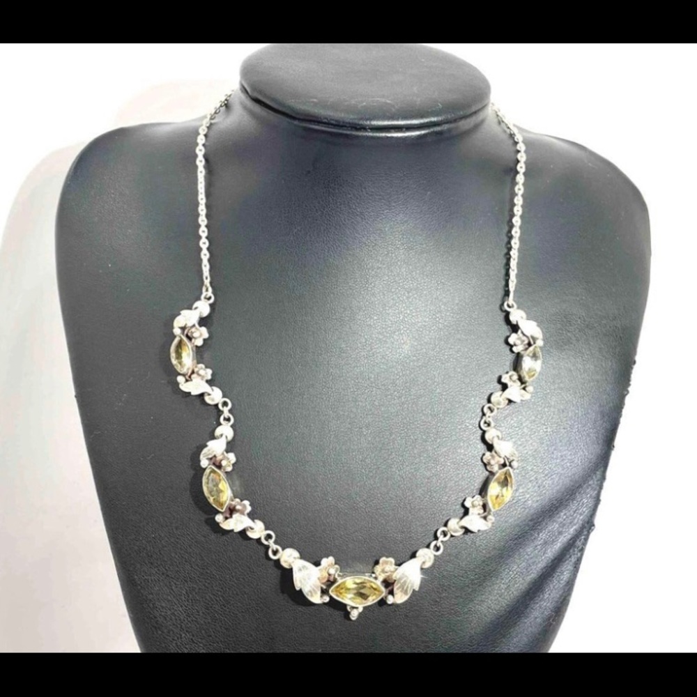 800-925 Silver Citrine 16.5" Necklace 17.68g